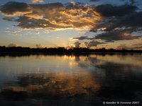 Zon boven de Okavango rivier